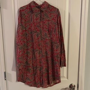 Vibrant Paisley Long Sleeve Shirt Gown